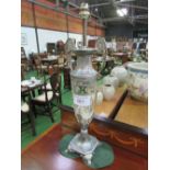 A WMF classical silver plate & glass lamp, height 54cms. Estimate £30-50.