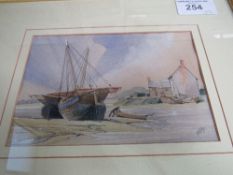 Pair of framed & glazed watercolours of coastal scenes, initialled GH. Estimate £15-20.