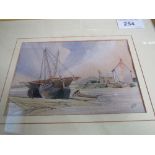 Pair of framed & glazed watercolours of coastal scenes, initialled GH. Estimate £15-20.