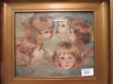 Moulded gilt framed & glazed 'Faces of Angels' by Sir Joshua Reynolds, period print. Estimate £10-