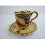 Royal Worcester cup and saucer of painted fruit signed by P. Platt (REF 28)