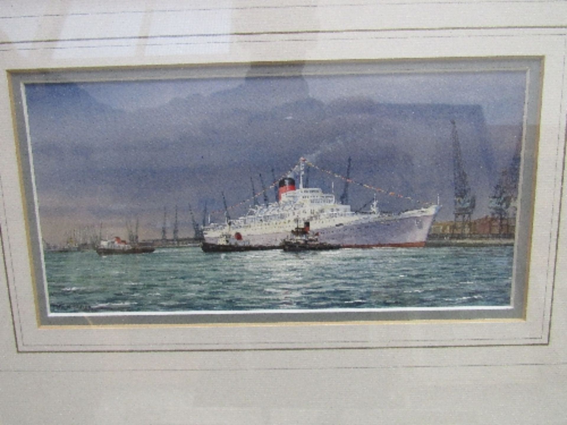3 framed & glazed watercolours of ships, signed Colin H Baxter & 2 framed & glazed watercolours of - Image 3 of 3
