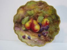 A Royal Worcester plate of painted pears, blackberries and foliage signed by H. Price (REF 49)