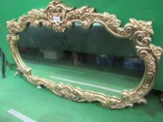 Large oval mantel mirror with decorative frame, height 96cms & 150cms