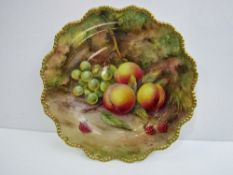 A Royal Worcester plate of painted plums, grapes and raspberries signed by T. Lockyer (REF 52)