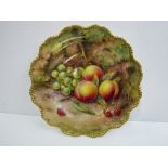 A Royal Worcester plate of painted plums, grapes and raspberries signed by T. Lockyer (REF 52)