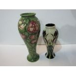 2 Moorcroft vases, height 27.5cms & 21.5cms