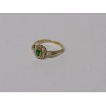 9ct gold ring set with green & white stones, size P 1/2, 1.9 gms. Estimate £20-30.