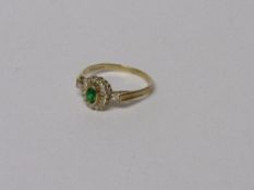 9ct gold ring set with green & white stones, size P 1/2, 1.9 gms. Estimate £20-30.