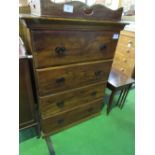 Large hardwood chest of 4 graduated drawers, 121cms x 90cms x 50cms. Estimate £40-60.