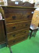 Large hardwood chest of 4 graduated drawers, 121cms x 90cms x 50cms. Estimate £40-60.