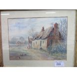 Gilt framed & glazed watercolour of a village scene signed Albert Proctor & a framed & glazed