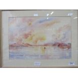 Framed & glazed watercolour of an estuary scene 'Be At Peace' signed Michael Goymour. Estimate £10-