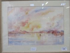 Framed & glazed watercolour of an estuary scene 'Be At Peace' signed Michael Goymour. Estimate £10-