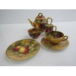 5 piece Worcester Tea Set comprising of a teapot, milk jug, sugar bowl, cup and saucer and a side