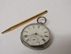 Sterling Silver cased pocket watch by Waltham of Massachusetts and gold coloured cased propelling