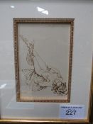 Framed & glazed Russell-Flint print of nude female figure 'Miss Euphemia Maher', 37cms x 31cms.