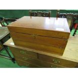 Mahogany writing box with fitted interior & writing slope, 61cms x 38cms x 28cms. Estimate £80-120.