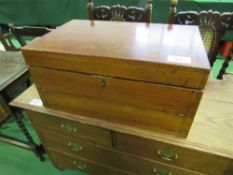 Mahogany writing box with fitted interior & writing slope, 61cms x 38cms x 28cms. Estimate £80-120.