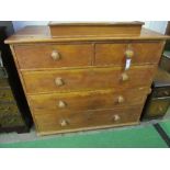 Pine chest of 2 over 3 drawers, 109cms x 54cms x 95cms. Estimate £20-40.