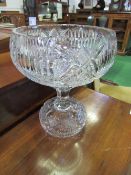 Cut glass bowl & matching bowl on stand. Estimate £40-60.