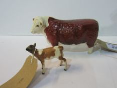 Beswick Hereford cow & Jersey calf