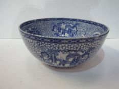 WM Adams pattern blue & white fruit bowl, 27.5cms diameter, height 13cms