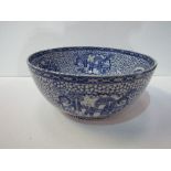 WM Adams pattern blue & white fruit bowl, 27.5cms diameter, height 13cms