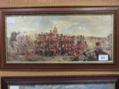 2 framed & glazed prints by Lady Butler 'Quatre Bras' & 'the Charge of the Scots Grey's'.