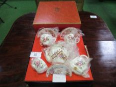 Crown Derby 'Derby Posies' boxed tea set for 2 persons. Estimate £20-30.