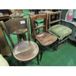 Bentwood chair, a Windsor-type chair & an oak framed studded chair with turned rails. Estimate £10-