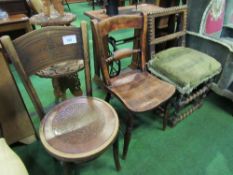 Bentwood chair, a Windsor-type chair & an oak framed studded chair with turned rails. Estimate £10-