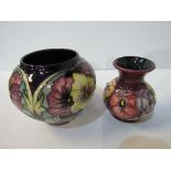 2 Moorcroft vases, 9.5cms & 11cms