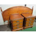 2 Ducal Chateau 3 drawer bedside cabinets & a curved 5ft head board. Estimate £10-20.