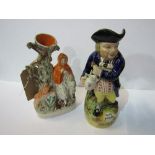 Staffordshire Toby jug 'Hearty Good Fellow', circa 1850 & Staffordshire Red Riding Hood flat back.