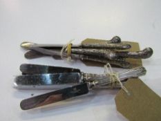 6 silver handled dessert knives, Sheffield 1936 & 6 silver grip handled dessert knives, Sheffield