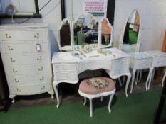 Suite of white painted French-style bedroom furniture including chest of 3 drawers, 71cms x 48cms