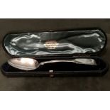 Irish silver tablespoon in case by Neville Samuel, 1799, wt 38gms. Estimate £40-50.
