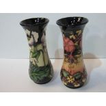 2 Moorcroft vases, height 21cms