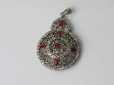 925 pendant with Indian rubies & emeralds. Estimate £25-35.