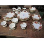 Old Country Roses tea set including teapot & cake plate (41 pieces)