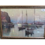 Large period harbour print in a decorative frame. Estimate £5-10.