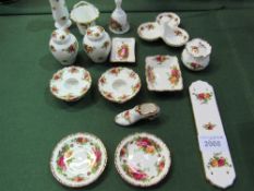 Qty of Royal Albert 'Old Country Roses' including a pair of candlesticks, dishes, door plate etc.