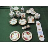 Qty of Royal Albert 'Old Country Roses' including a pair of candlesticks, dishes, door plate etc.