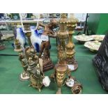 5 decorative metal table lamps. Estimate £30-50.