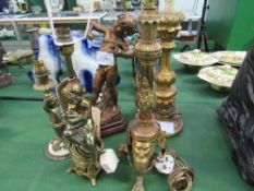 5 decorative metal table lamps. Estimate £30-50.