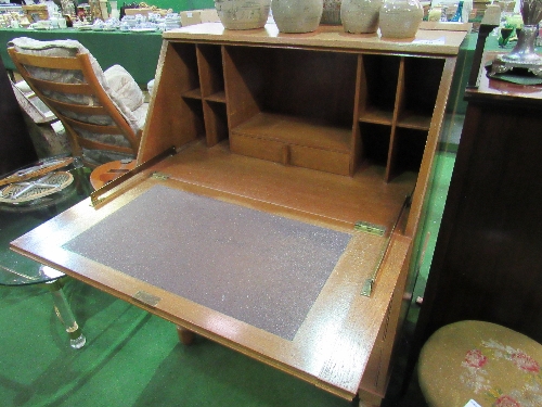 Oak bureau with fitted interior & 3 drawers below, 77cms x 44cms x 107cms. Estimate £50-80. - Image 2 of 3