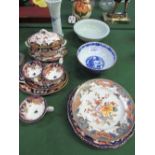 2 Chinese porcelain bowls & a vase, plus a collection of antique Crown Derby Imari china.