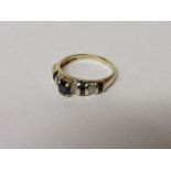 14ct gold, sapphire & diamond chip ring, size K, 2.6 gms. Estimate £30-40.