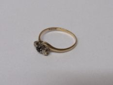 9ct gold sapphire & diamond ring, size V, 1.7 gms. Estimate £20-30.